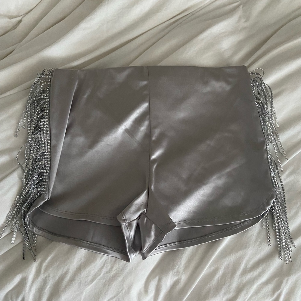 Silver fringe shorts| hot pants| cosmic cowgirl